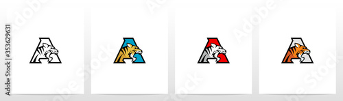 Tiger On Letter Logo Design A