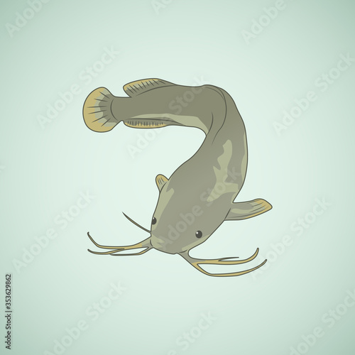 Vector Illustration of Catfish, Made Simple in Gray