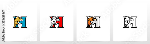 Tiger On Letter Logo Design H
