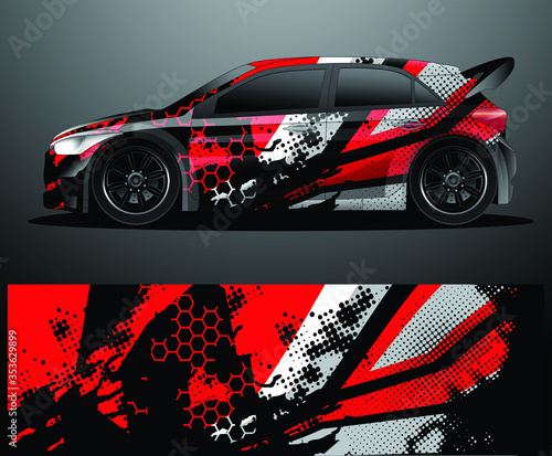 Rally car decal graphic wrap vector, abstract background