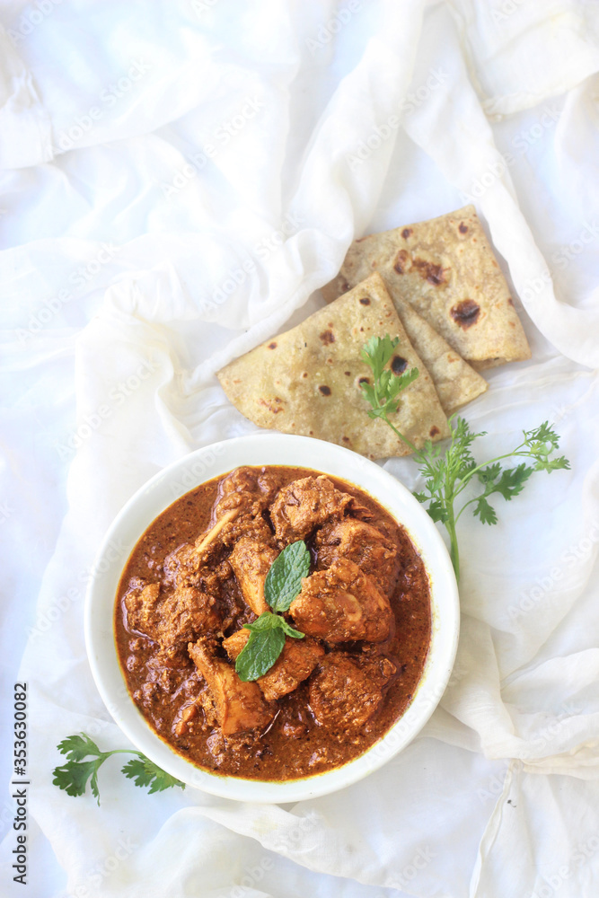 Butter chicken and roti Butter chicken and roti
