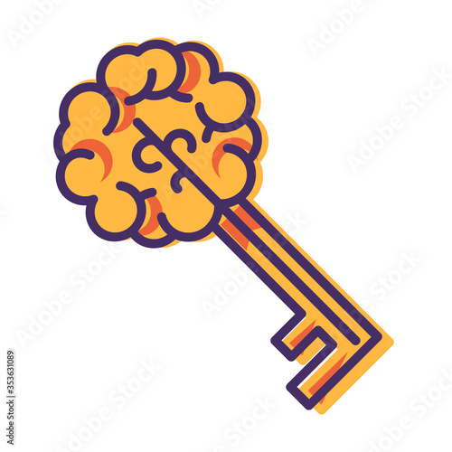Key Brain Sign Isolated, Creative Thinking Icon