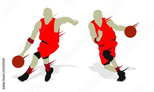 Basketball player shape silhouette vector set action pose