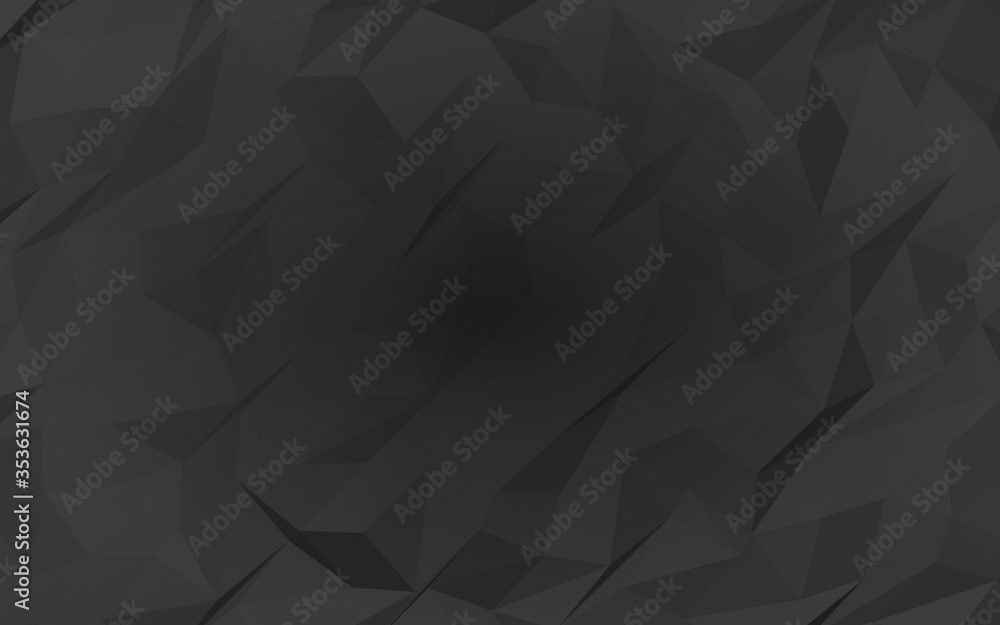 Black abstract background. Lowpoly backdrop. Gloomy crumpled paper. 3D illustration Black abstract background. Lowpoly backdrop. Gloomy crumpled paper. 3D illustration