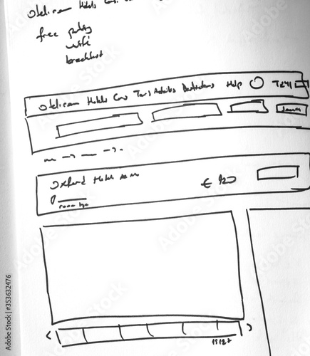 display layouts&wireframes drawn on white paper