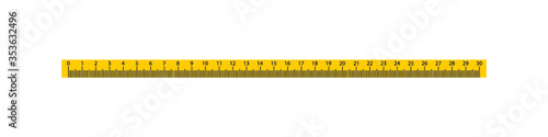 30cm Measure Tape ruler school metric measurement. Metric ruler. 30 centimeters metric vector ruler with yellow and black color. School equipment