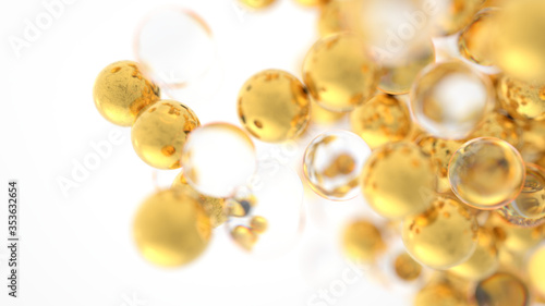 Abstract gold and glass spheres background. Beautiful wallpaper design.