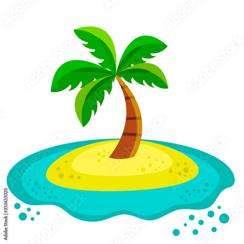 Lonely palm tree on an island.