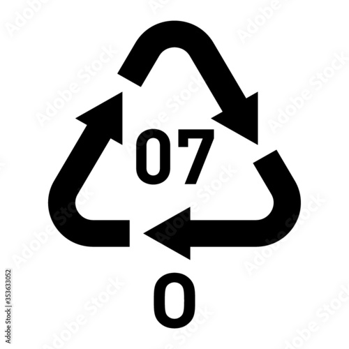 O 07 recycling code symbol. Plastic recycling vector polyethylene sign.