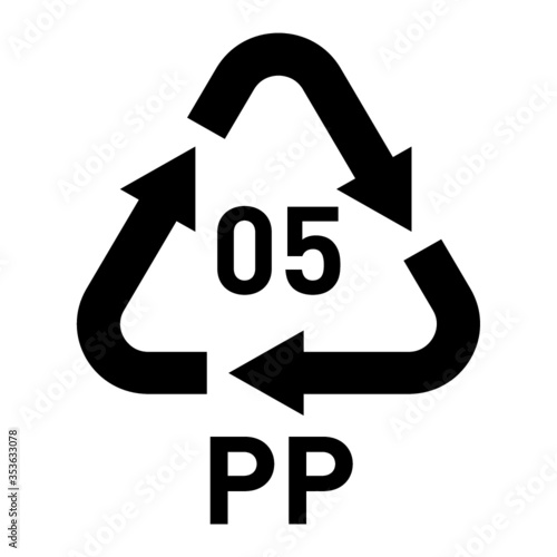 PP 05 recycling code symbol. Plastic recycling vector polypropylene sign. photo