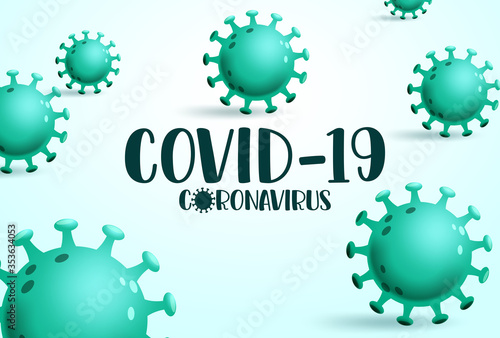 Covid19 coronavirus vector background concept. Covid-19 coronavirus text in space with green global ncov viral infection disease. Vector illustration.
