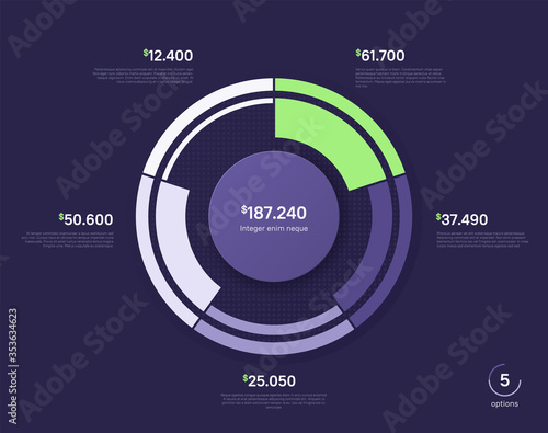 Vector circle chart design, modern template for creating infographics, presentations, reports, visualizations