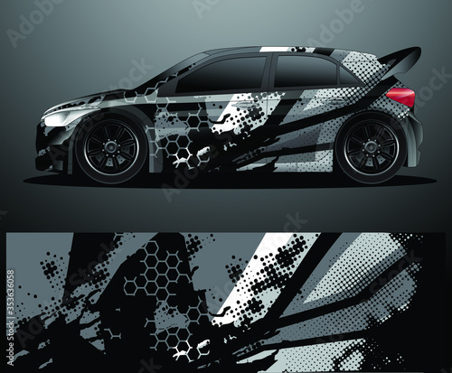 Rally car decal graphic wrap vector, abstract background