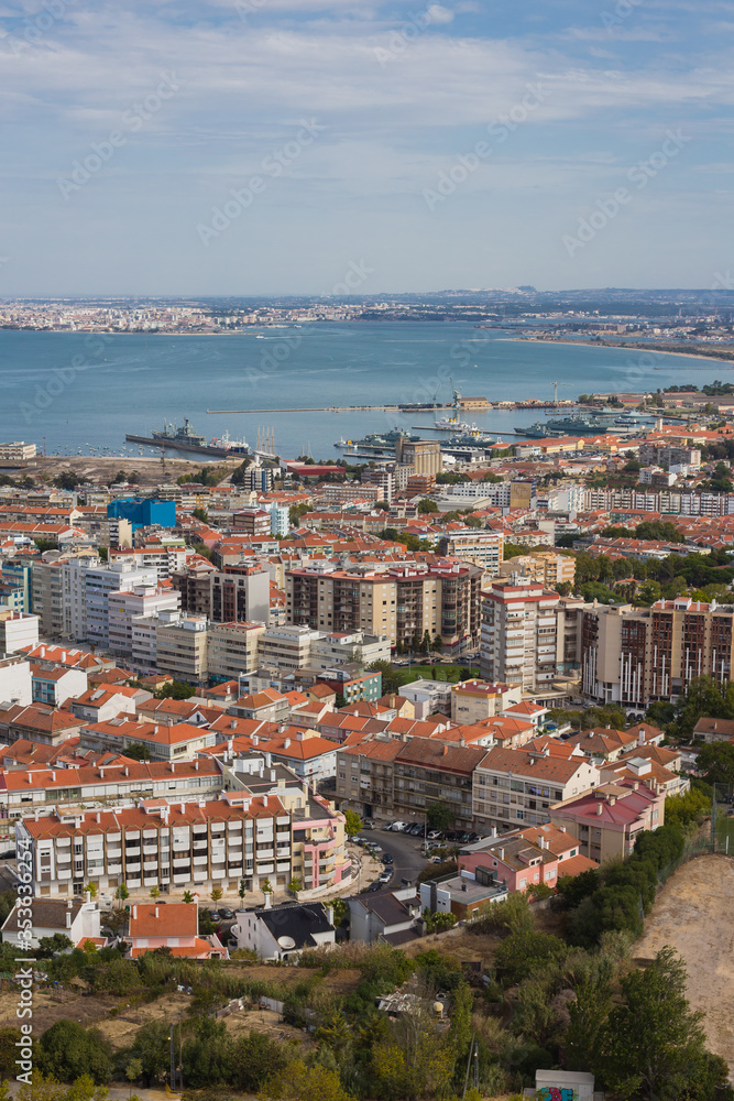 Aerial view of Almada municipality near Lisbon, Portugal