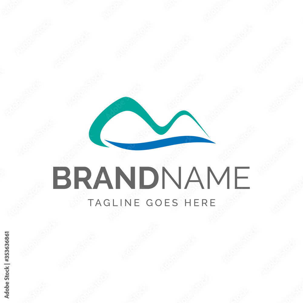 logo of modern abstract mountain and sea lines logo of modern abstract mountain and sea lines