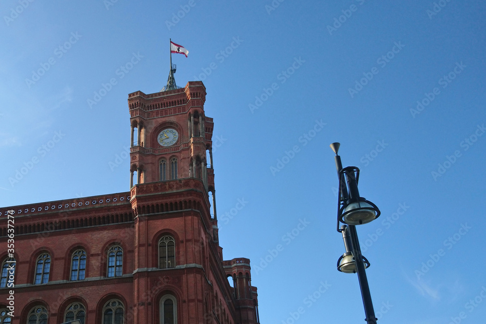 Red town hall in Berlin city in Germany
