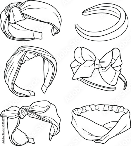 Fotografija vector of set women's headband, head wrap hair accessories
