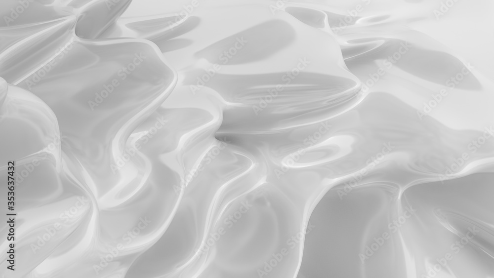 Obraz premium White smooth glossy abstract elegant liquid background. White lava, cream, latex, lacquer, varnish wave.