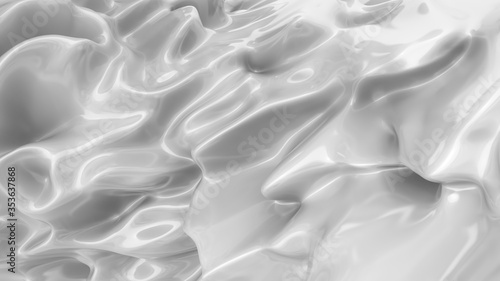 White smooth glossy abstract elegant liquid background. White lava, cream, latex, lacquer, varnish wave.