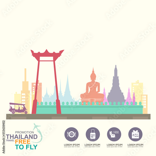 Thailand Travel Free to Fly Vector Concept