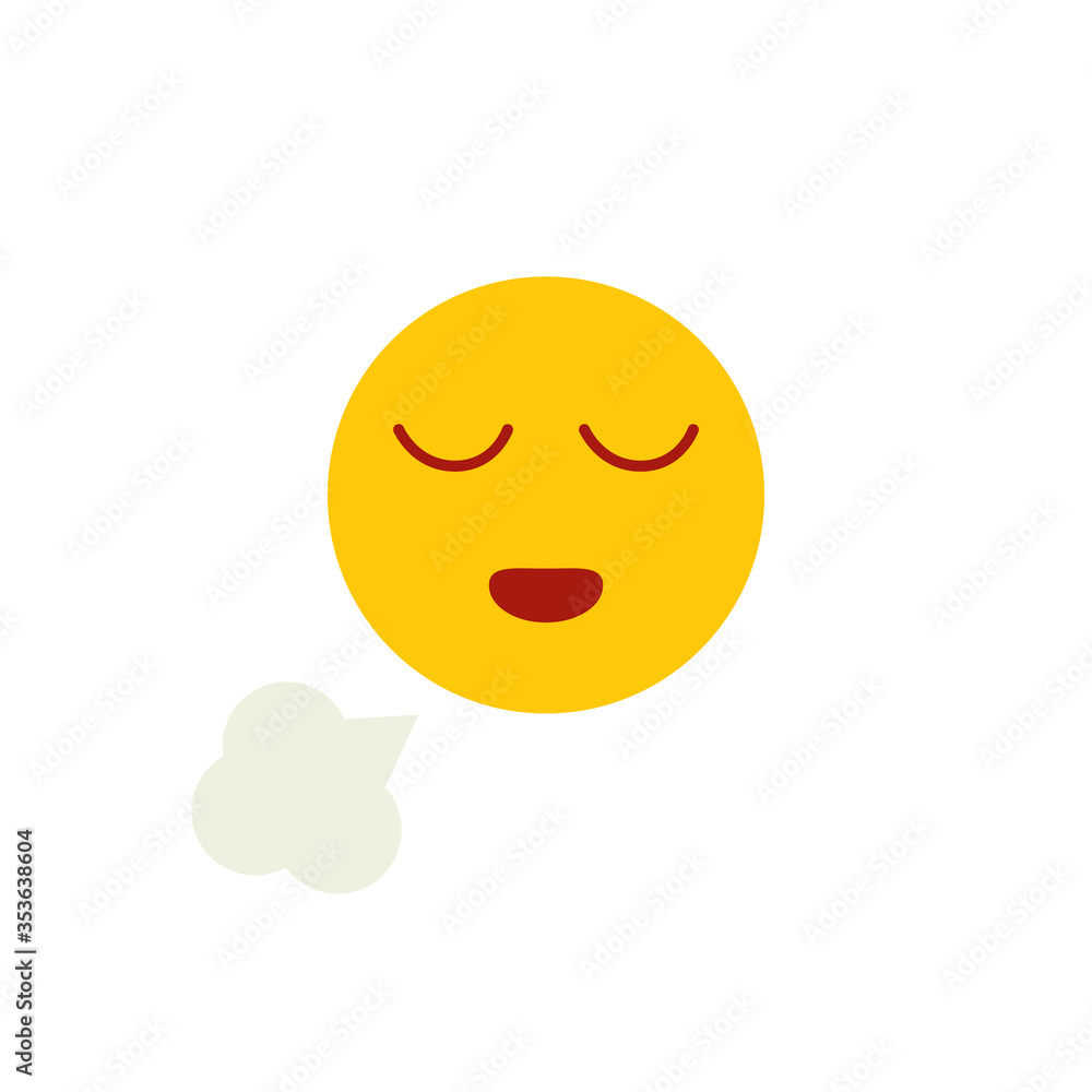 Sigh of relief emoji icon. Clipart image isolated on white background