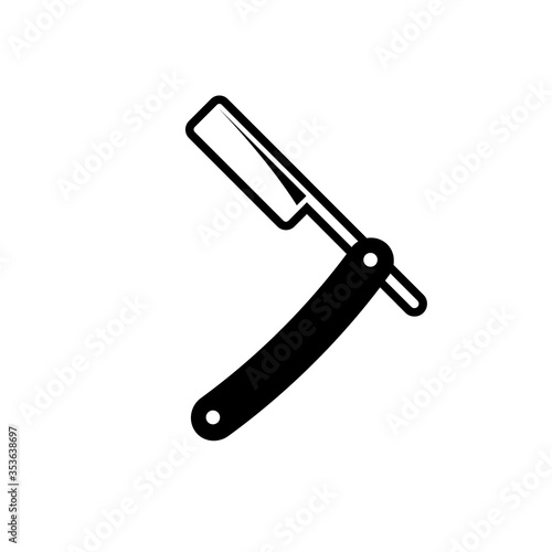 Cut throat razor glyph icon. Clipart image isolated on white background