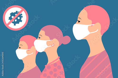 People in white medical face mask. Concept of coronavirus quarantine. Novel coronavirus (2019-nCoV).