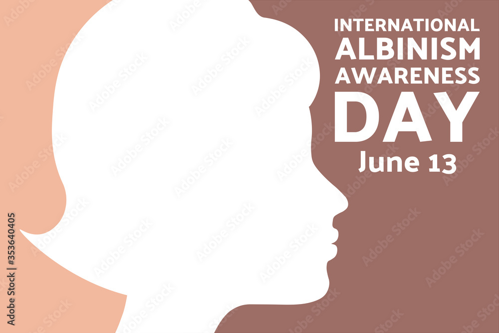International Albinism Awareness Day. June 13. Holiday concept. Template for background, banner, card, poster with text inscription. Vector EPS10 illustration.