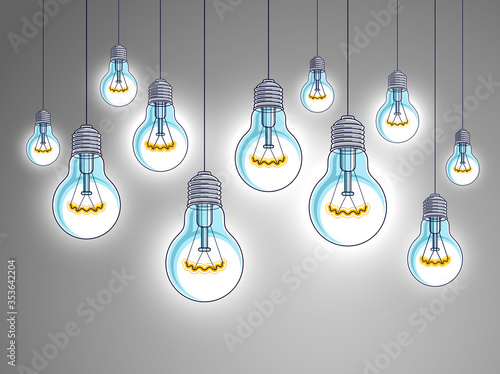 Light bulbs shining beautif...
