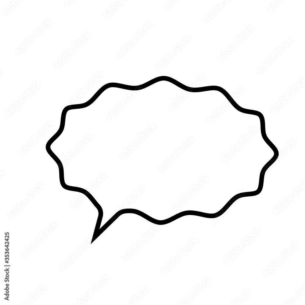 Wavy speech bubble outline icon. Clipart image isolated on white background Wavy speech bubble outline icon. Clipart image isolated on white background