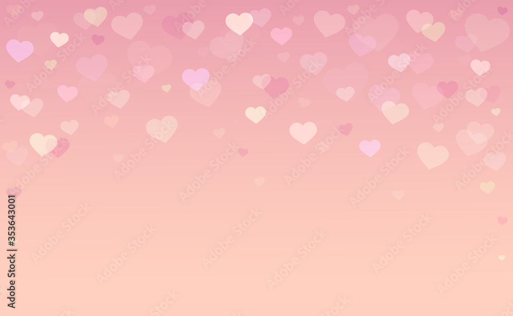 Beautiful background in pink shades with hearts. Valentine's Day. Romantic background. Scenery for the holiday of love. Vector illustration
