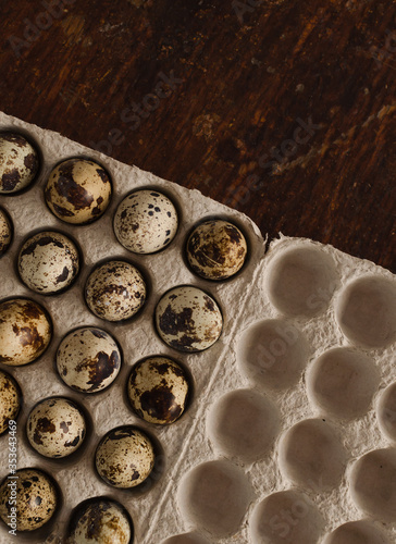 quail egg close-up on a wooden background