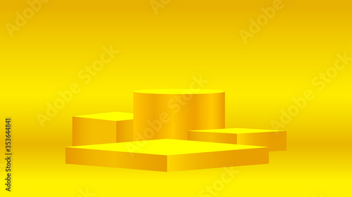 luxury pedestal gold 3d on golden background, gold pedestal circle box for cosmetics product display show, gold podium stage show for deluxe victory position, ellipse stand of product place decoration