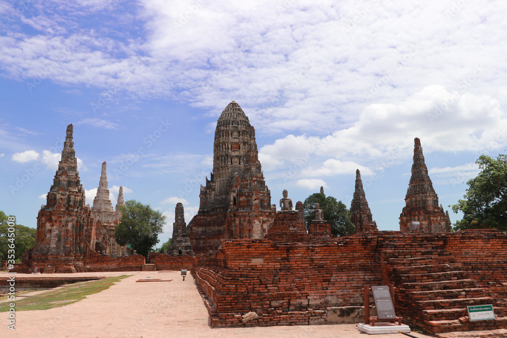 The ruins of Chaiwatthanaram Temple in Thailand. It was a royal temple complex during the Ayutthaya Period. The ruins of Chaiwatthanaram Temple in Thailand. It was a royal temple complex during the Ayutthaya Period.