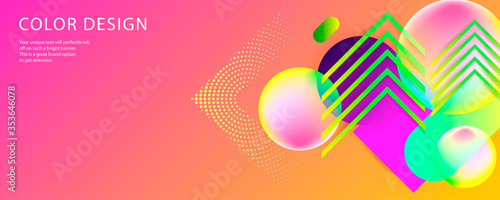 Bright juicy colors background with geometric elements  lines and dots for text  universal design  banner concept