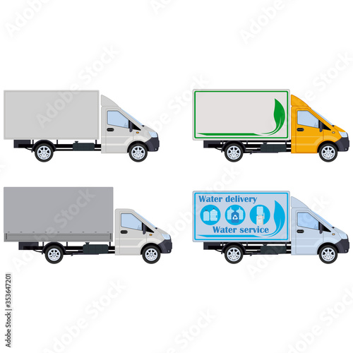 Truck, side view. Concept for delivery service. Vector illustration.