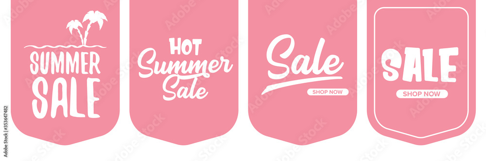 summer sale pink sticker set or label set. hot summer sale design template web banner or tag collection summer sale pink sticker set or label set. hot summer sale design template web banner or tag collection