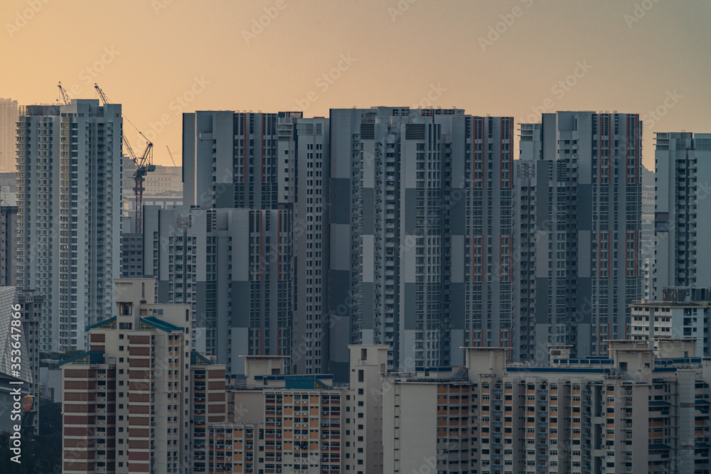 High rise buildings at Singapore in the evening