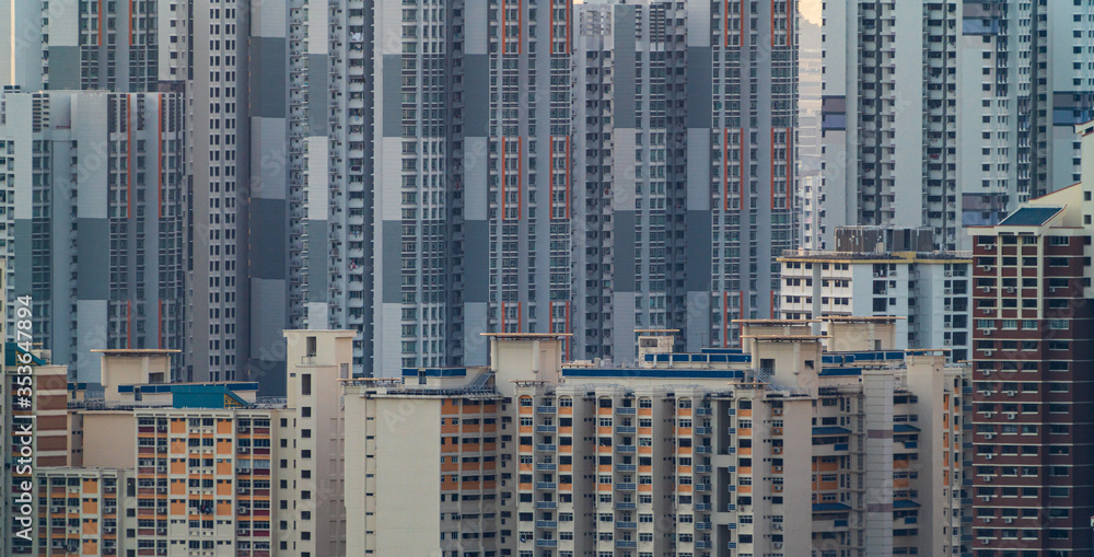 High rise buildings at Singapore in the evening