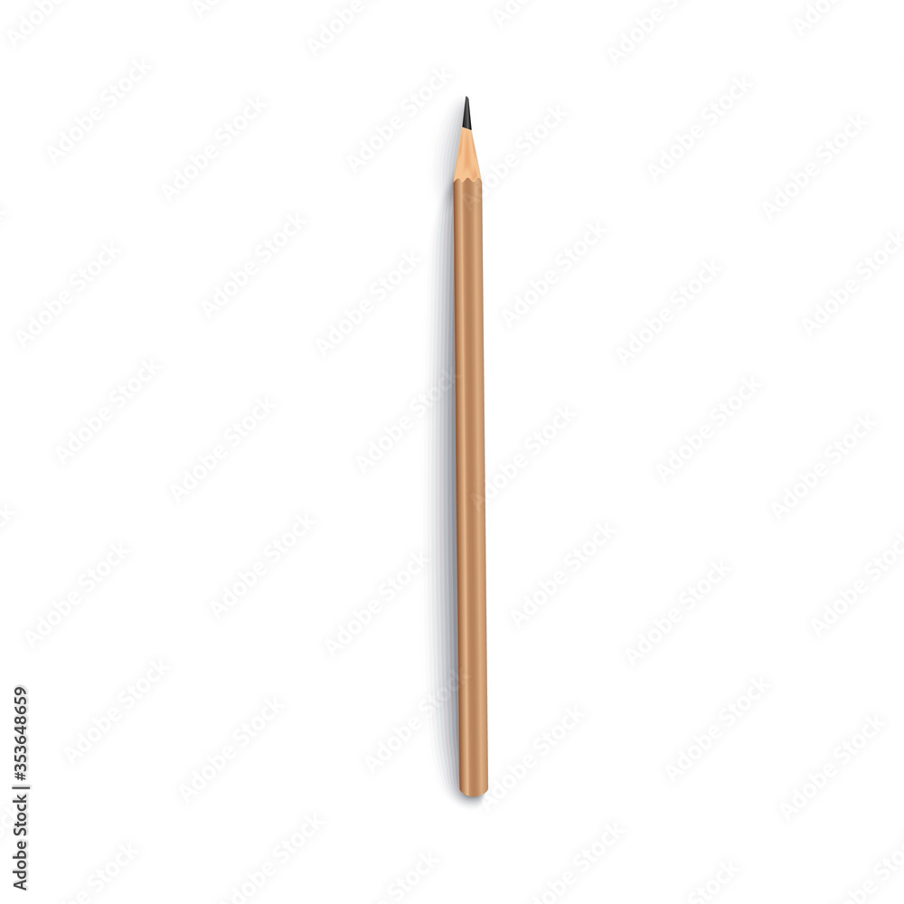 Mockup of top view one blank brown pencil lying upright realistic style Mockup of top view one blank brown pencil lying upright realistic style