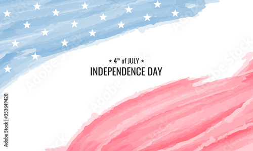 4th of July - Independence Day Background with Watercolor Style