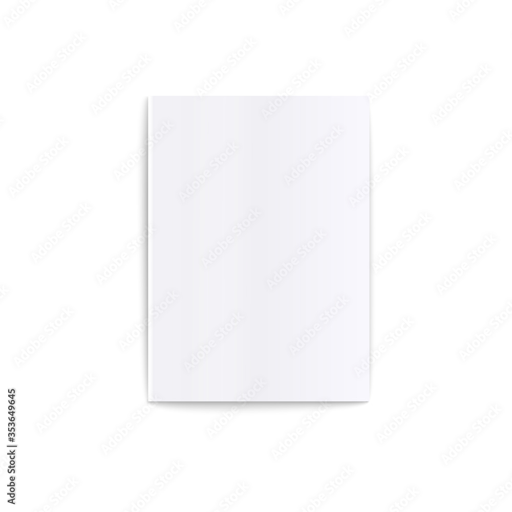 Mockup of top view lying blank closed white soft cover magazine realistic style Mockup of top view lying blank closed white soft cover magazine realistic style