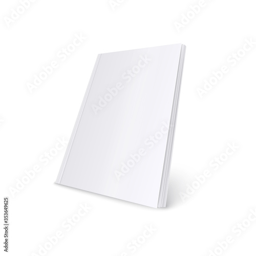 Mockup of standing blank white soft cover magazine realistic style