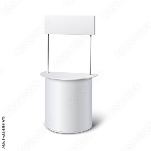 Mockup of empty white advertising promotion counter in realistic style