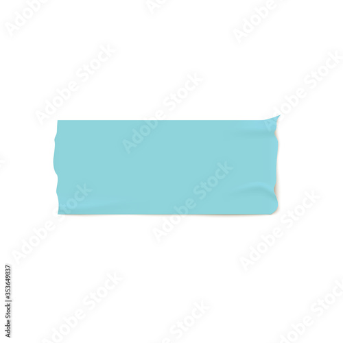One piece of blue adhesive or masking tape with torn edges realistic style