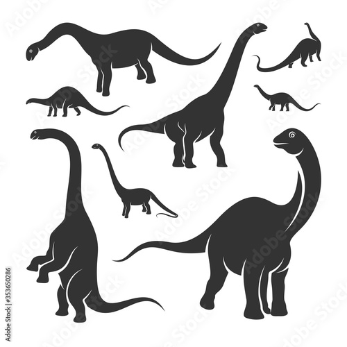 Set of Brontosaurus logo design vector. Icon Symbol. Template Illustration