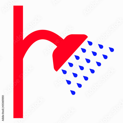 Shower. Shower stall. Hygiene room illustration. Bathroom. Washing. Cleaning. Vector icon.