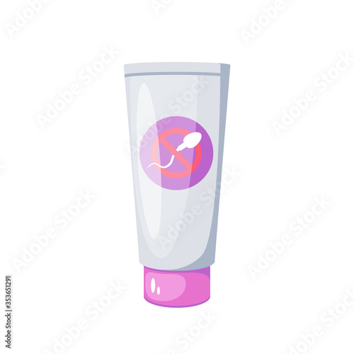 Methods of birth control: tube with spermicide . Vector illustration cartoon flat icon isolated on white background.