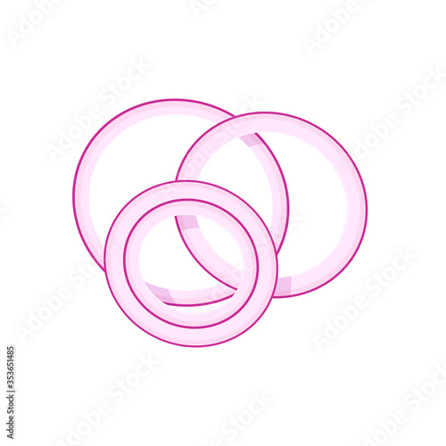 Hamburger ingredient. Red onion rings. Vector illustration cartoon flat icon isolated on white.