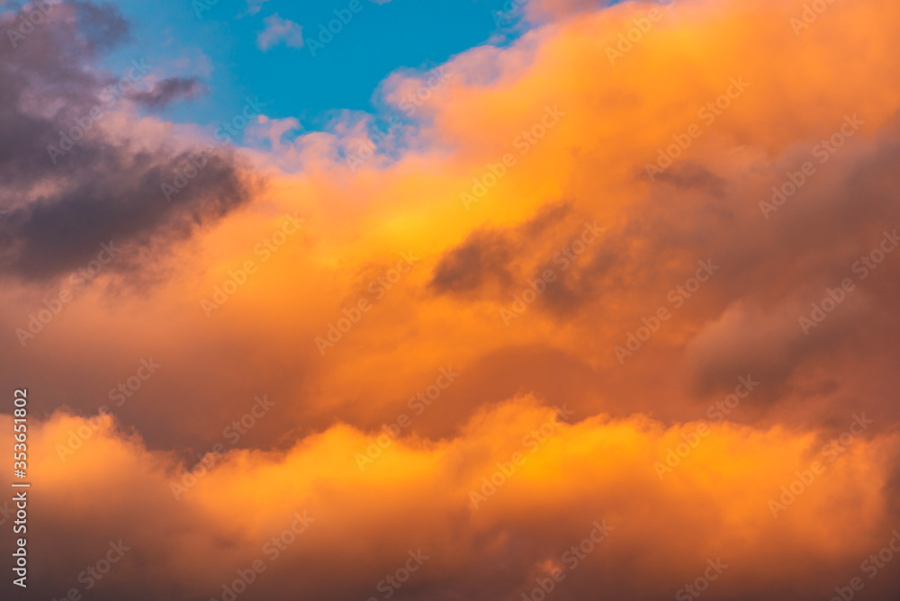 Sunset clouds orange and pastel color.